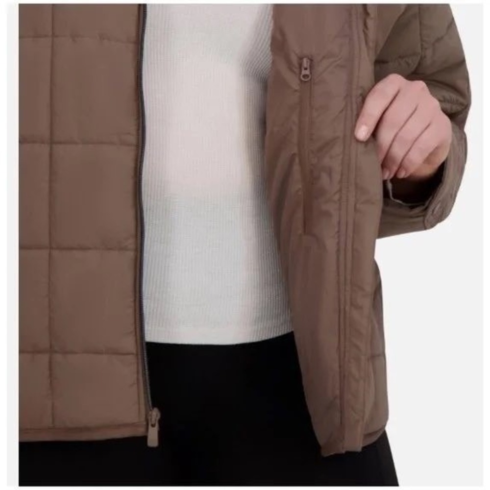 NWT Roxy Womens Brown Grid Quilted Puffer Jacket Full Zip SZ XS - Picture 3 of 5